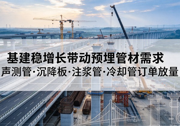 武江基建稳增长带动预埋监测管材需求，声测管、沉降板、注浆管订单持续放量